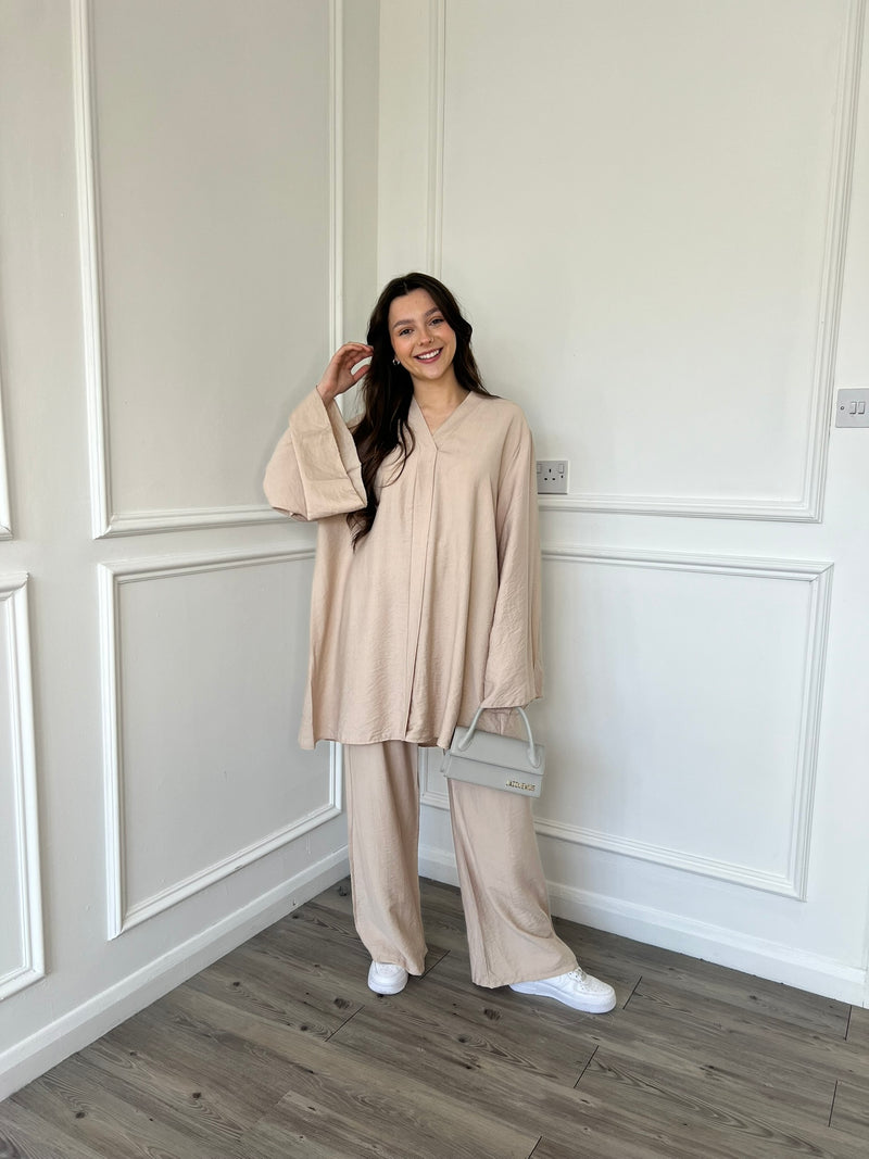 Linen Look Co-Ord - Beige