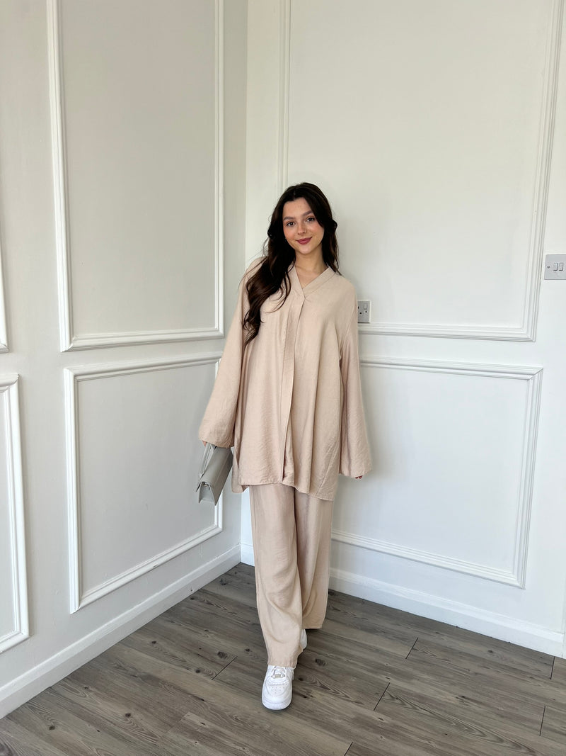 Linen Look Co-Ord - Beige