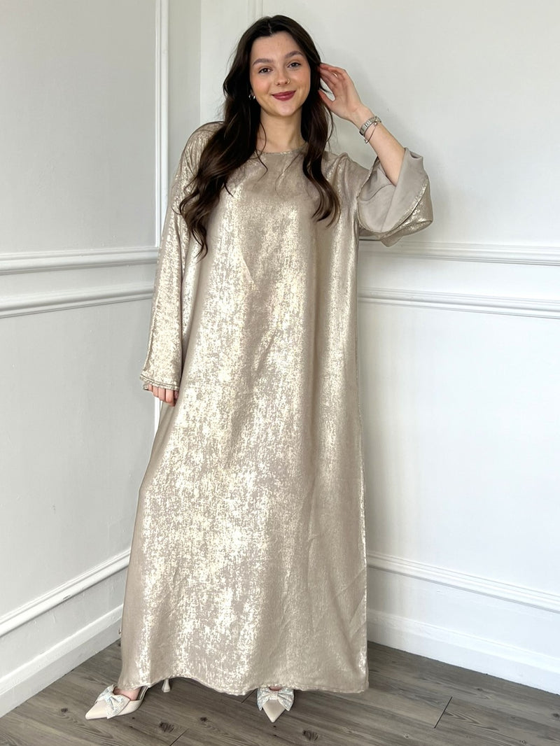 Oversized Gold Shimmer Dress - Gold