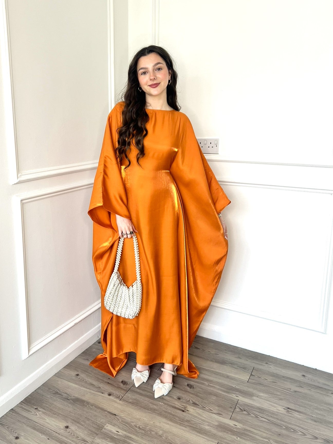 orange kaftan dress Paisley Printed Orange Plus Size Polyester Kaftan Dress For Women