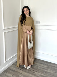 Miri Cape Dress - Tan Gold