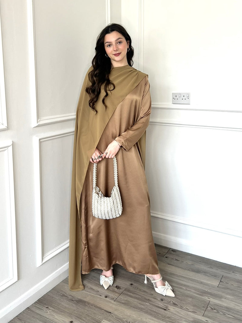 Miri Cape Dress - Tan Gold