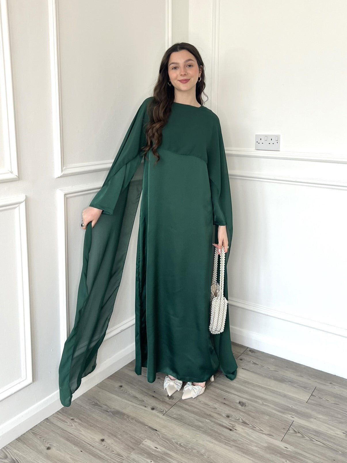 Miri Cape Dress - Emerald Green