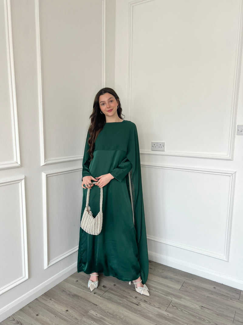 Miri Cape Dress - Emerald Green