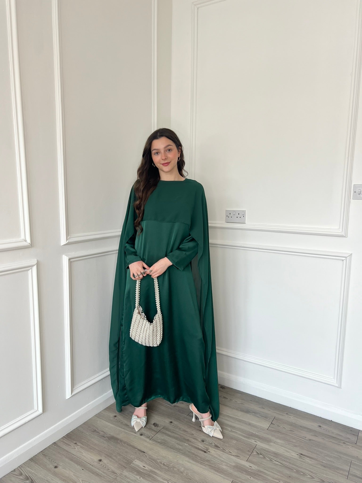 Miri Cape Dress - Emerald Green