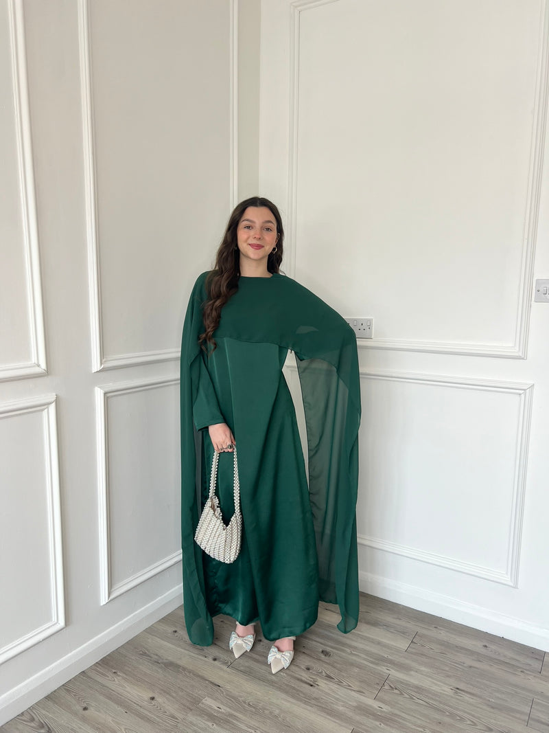 Miri Cape Dress - Emerald Green