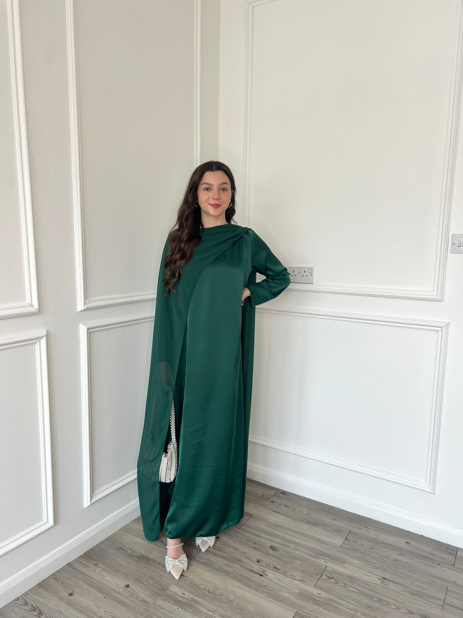 Miri Cape Dress - Emerald Green