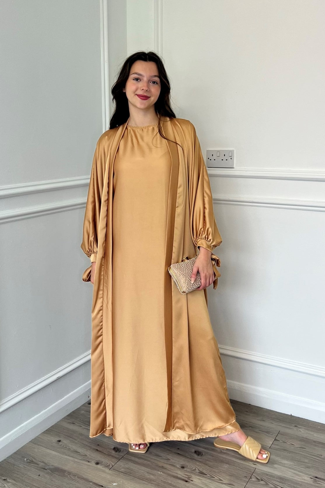 Satin Abaya - Caramel