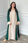 Gold Trim Abaya - Emerald Green