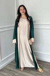 Gold Trim Abaya - Emerald Green