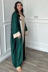 Gold Trim Abaya - Emerald Green