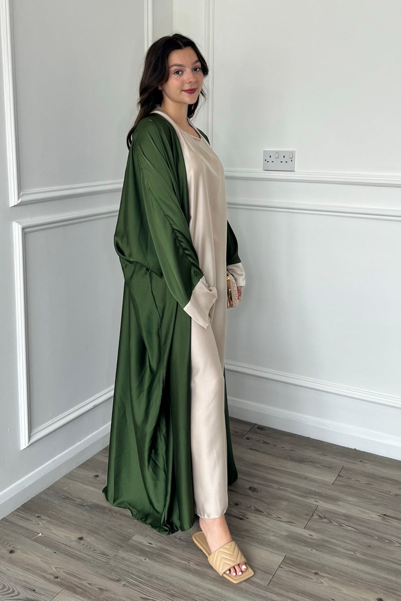 Gold Trim Abaya - Khaki