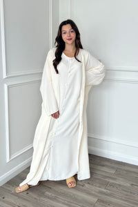 Alayna 3 Piece Abaya - Cream