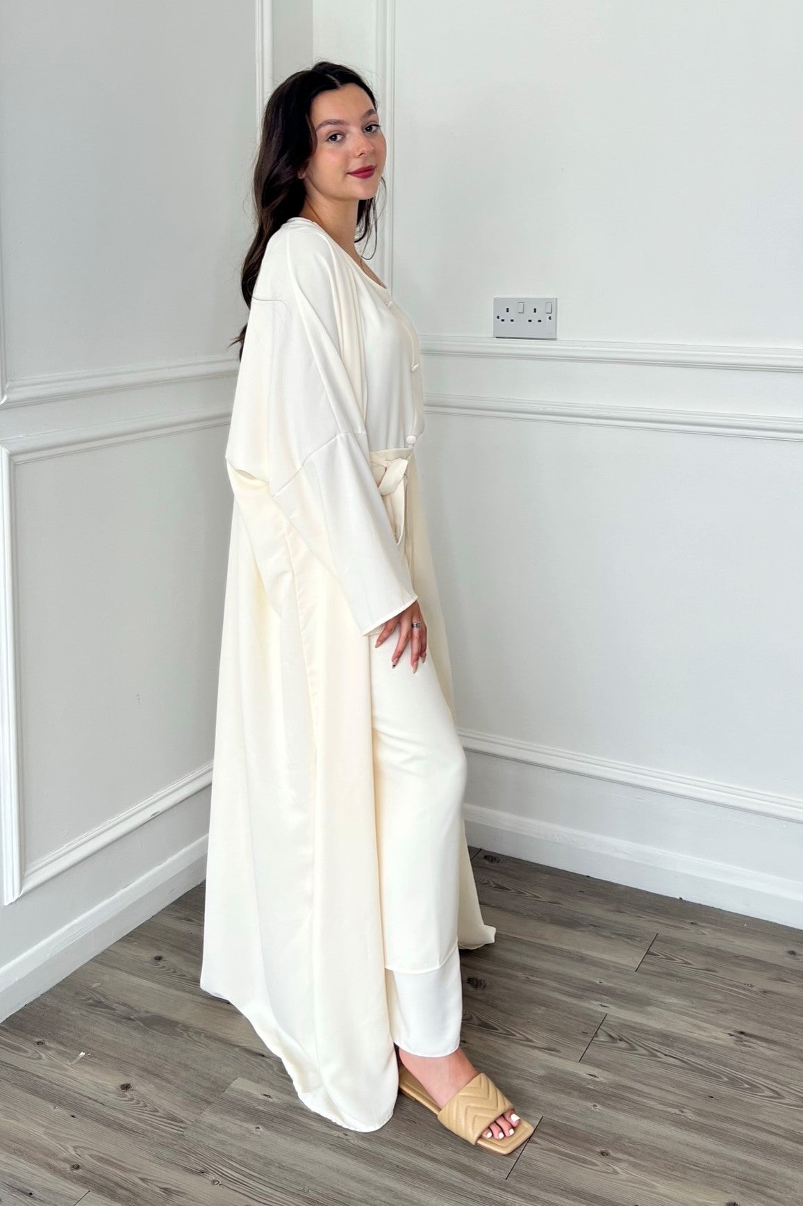 Alayna 3 Piece Abaya - Cream