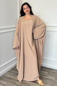 Zoya 3 Piece Abaya - Tan