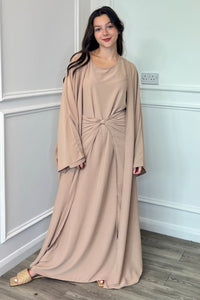 Zoya 3 Piece Abaya - Tan