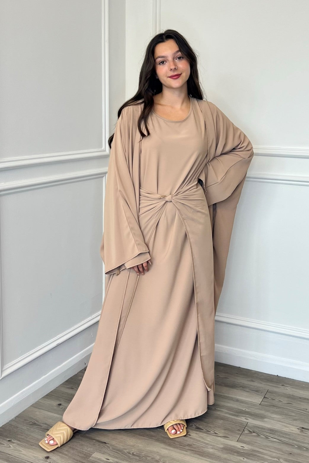 Zoya 3 Piece Abaya - Tan