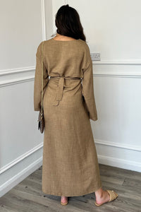 Enya Tie Dress - Tan