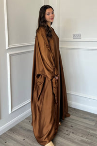 Satin Abaya - Tan Brown