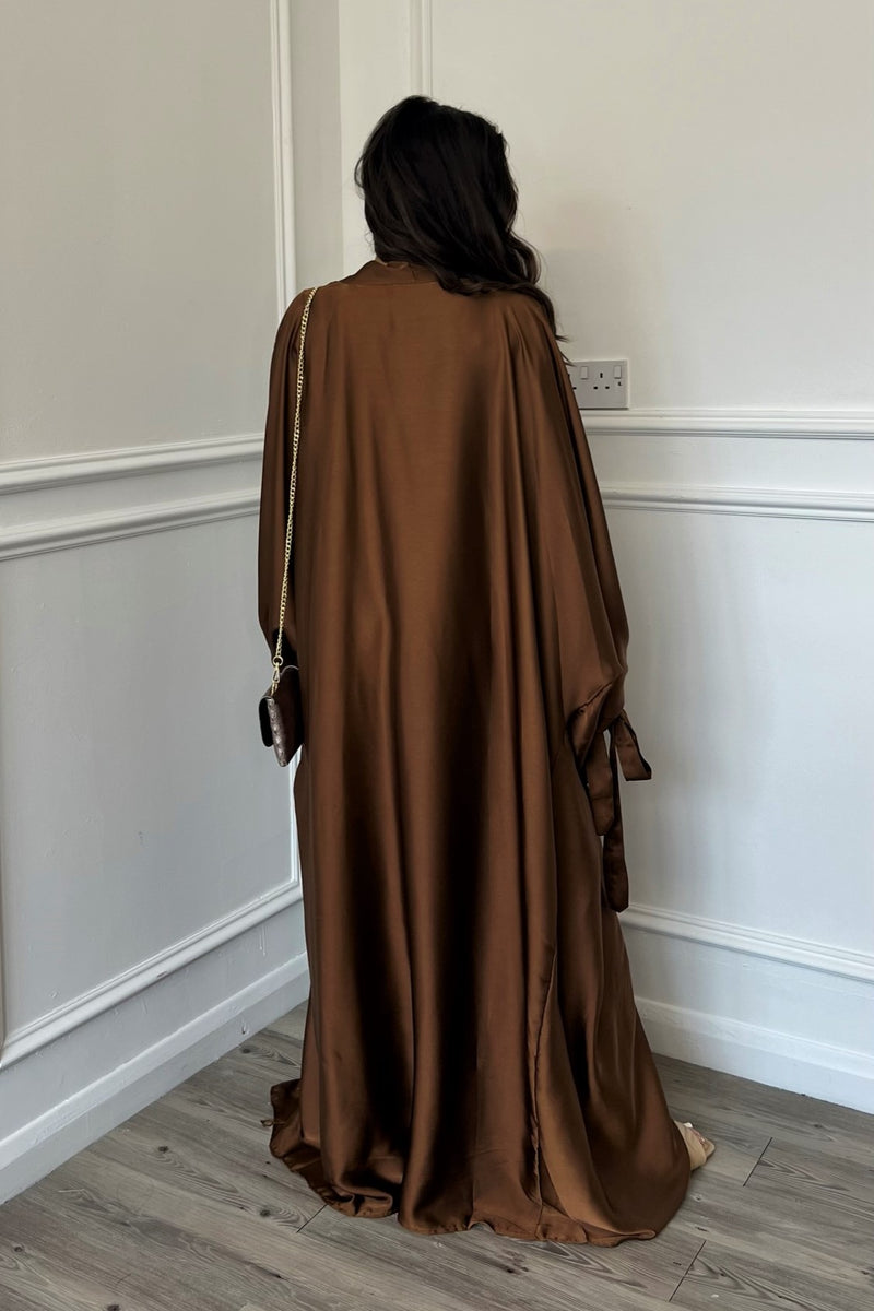 Satin Abaya - Tan Brown