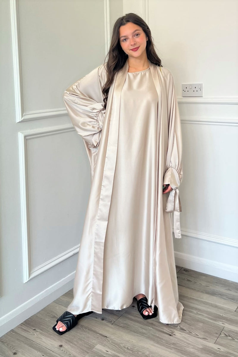 Satin Abaya - Cream