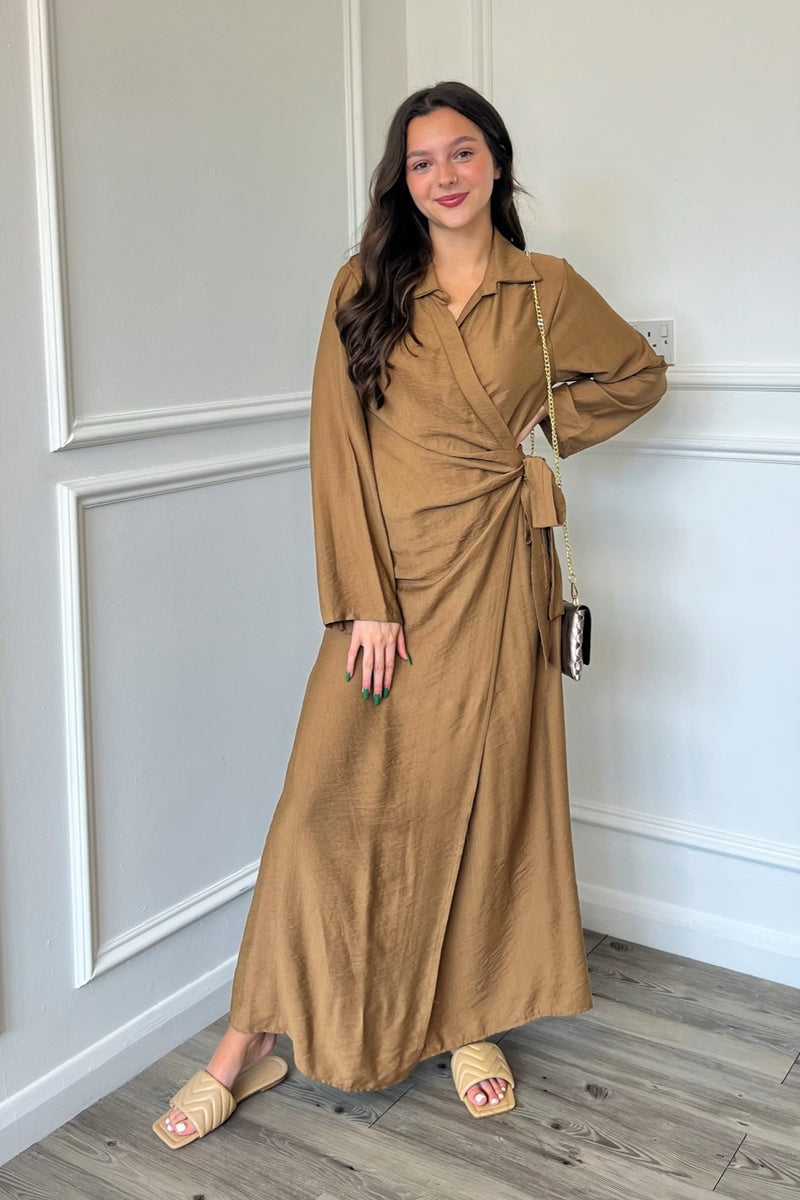 Farah Wrap Dress - Tan