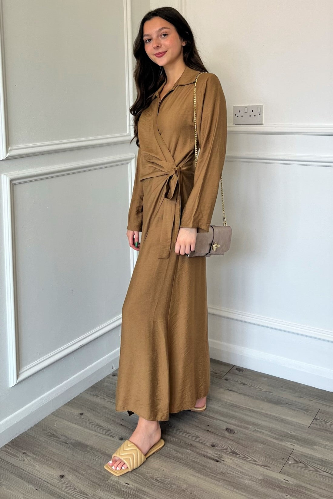 Farah Wrap Dress - Tan