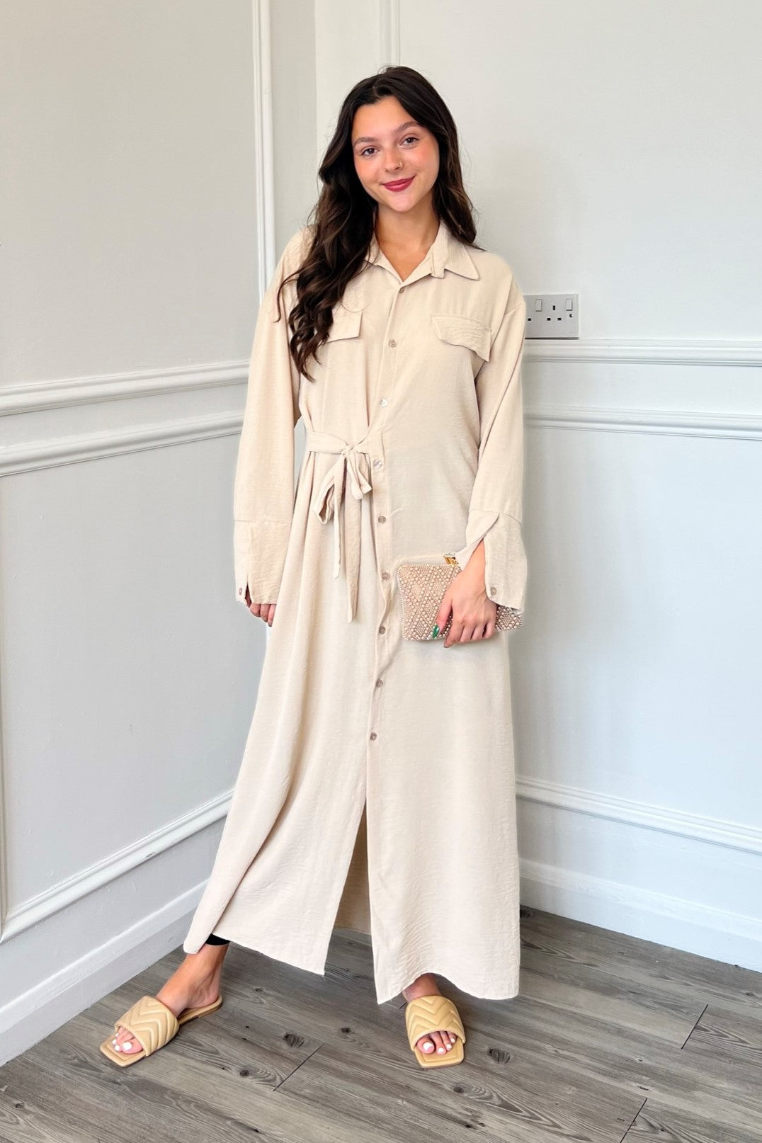 Maxi Modest Cream Shirt Dress | Modest Clothing Femme Couture Maxi Modest Cream Shirt Dress | Modest Clothing Femme Couture