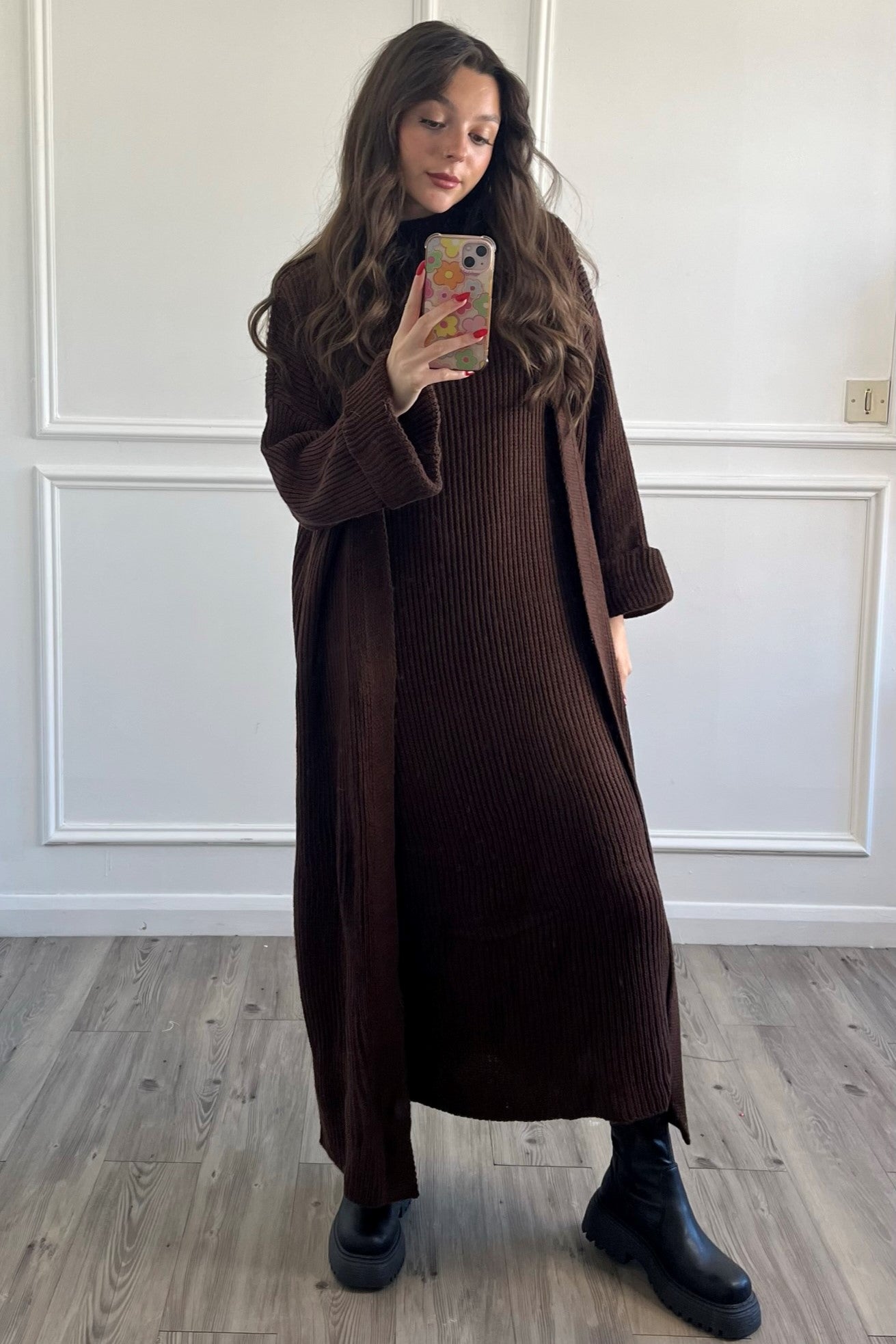 knitted co ord dress Recycled Knitted Co-Ord Maxi Cardigan