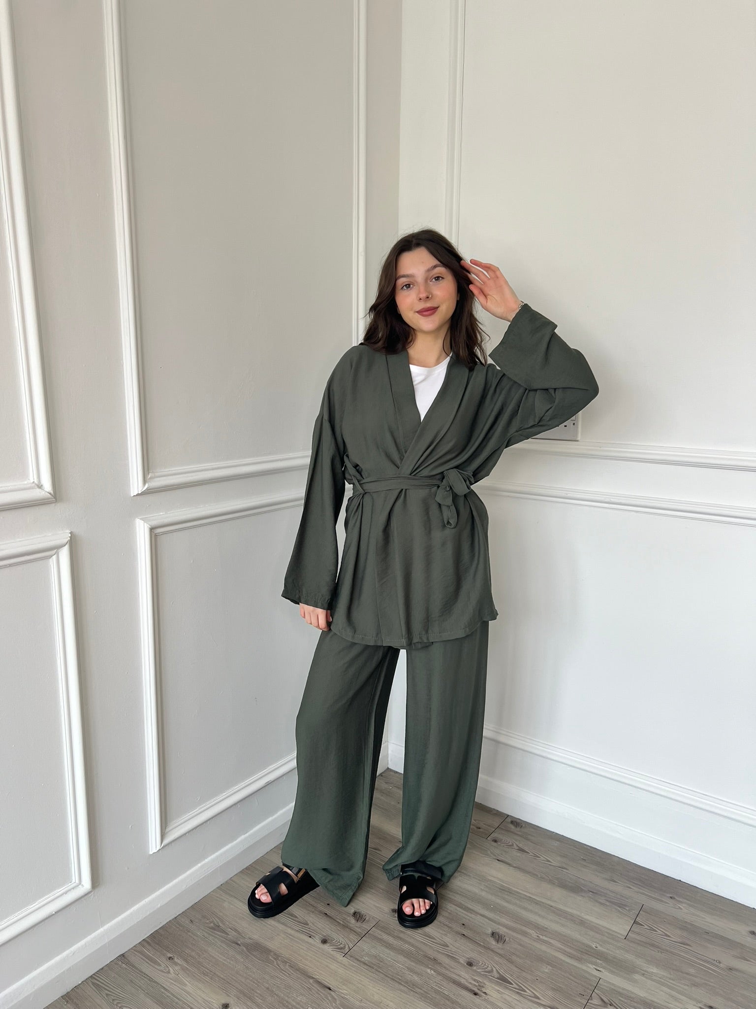 Women's Linen Pants and Kimono Co-Ord Set | Modest Clothing