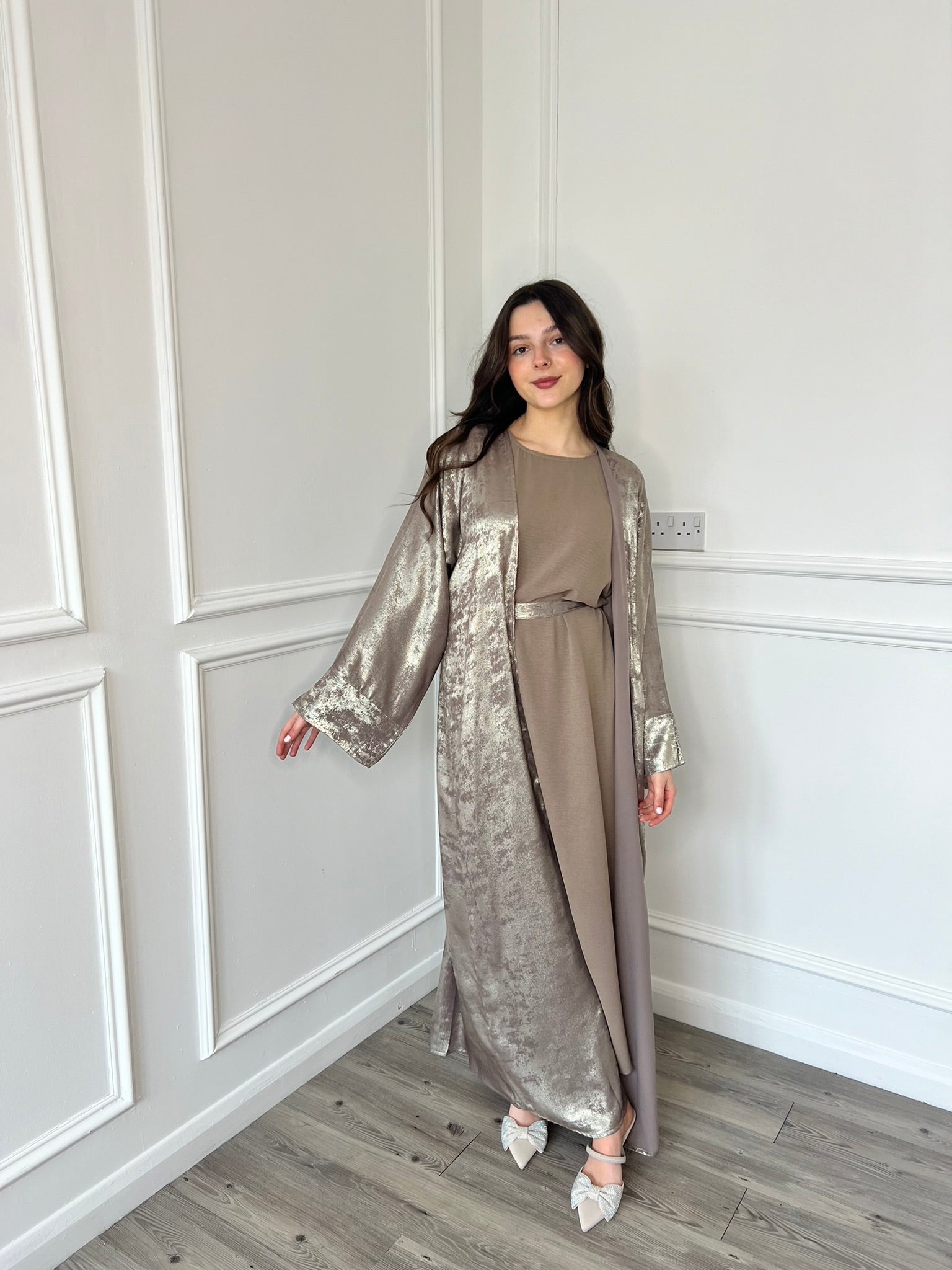 Freya Shimmer Abaya - Mauve/Pink