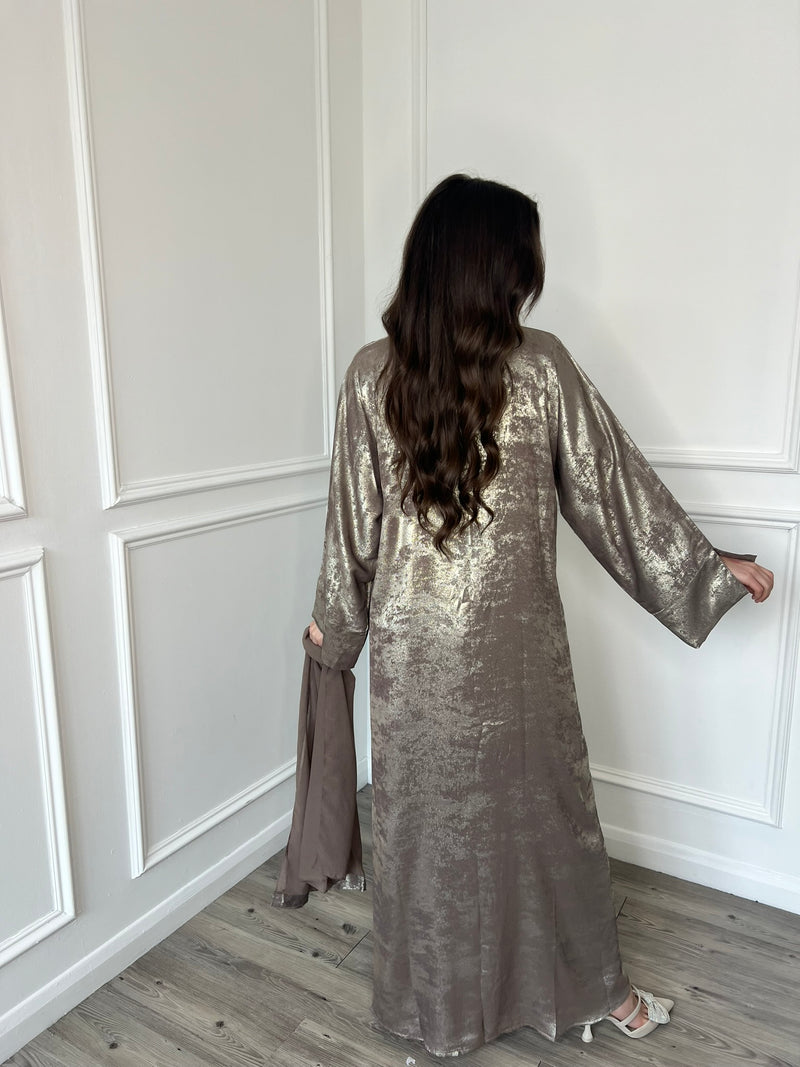 Freya Shimmer Abaya - Mauve/Pink