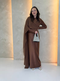 Chiffon Cape Dress - Choco