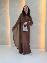 Chiffon Cape Dress - Choco