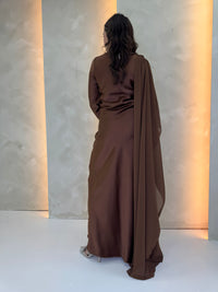 Chiffon Cape Dress - Choco