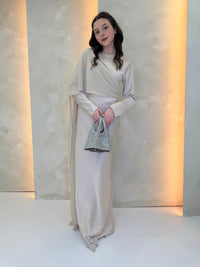 Chiffon Cape Dress - Champagne