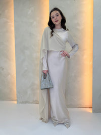 Chiffon Cape Dress - Champagne