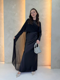 Chiffon Cape Dress - Black