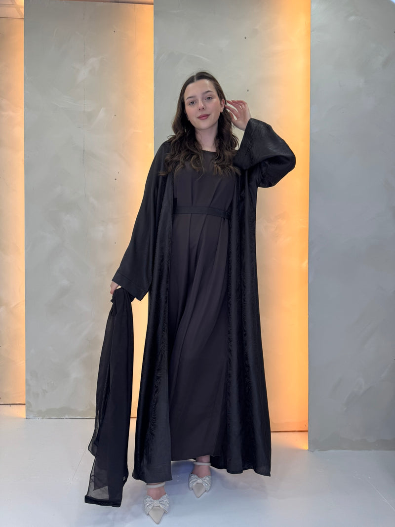 Anila Abaya - Brown/Black