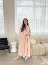 Pearl Sleeve Linen Abaya - Beige