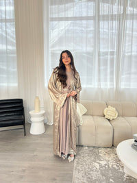 Freya Shimmer Abaya - Gold/Pink