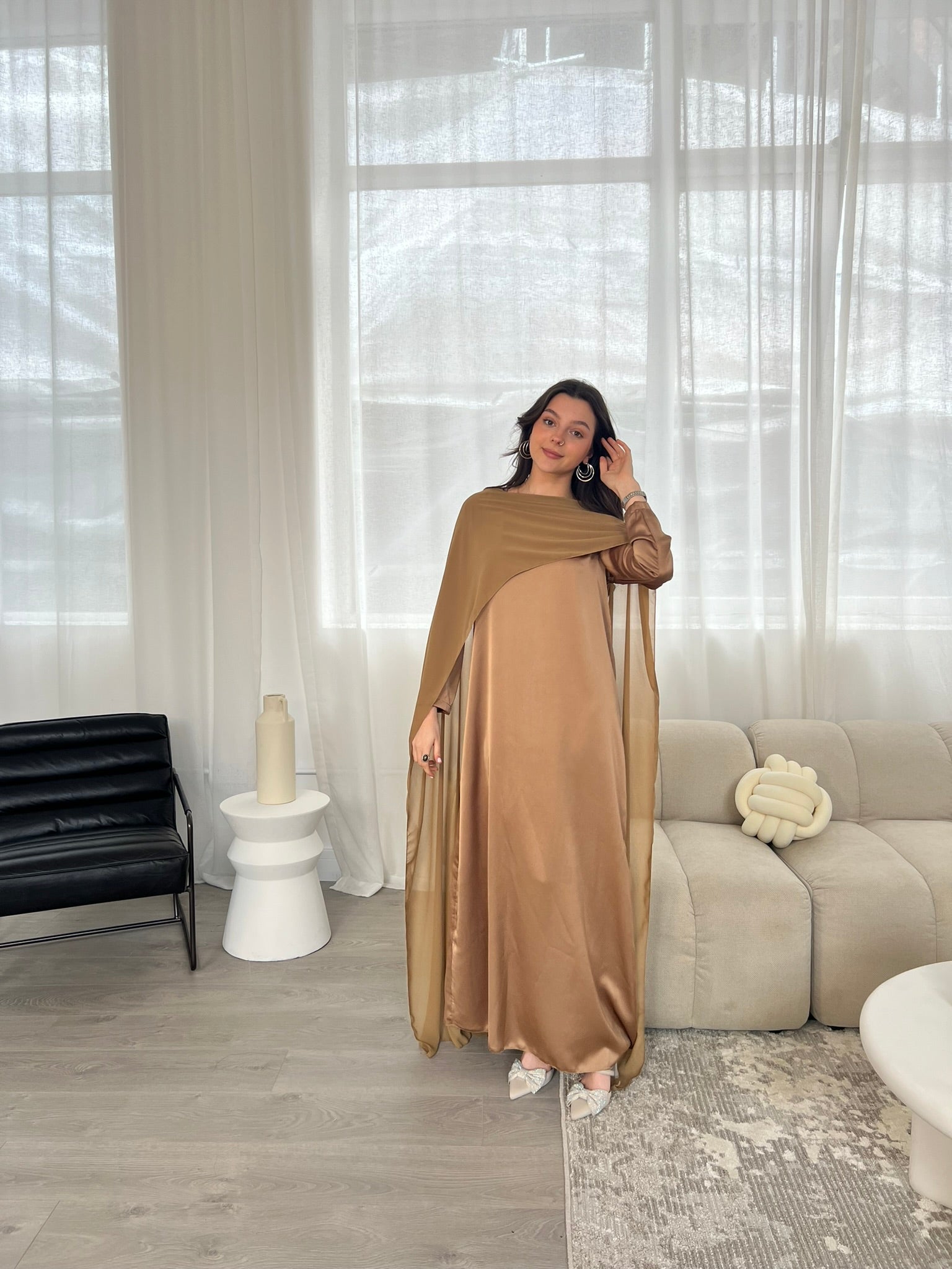 Women's Modest Maxi Tan Gold Brown Dress | Modest Clothing Femme Couture Women's Modest Maxi Tan Gold Brown Dress | Modest Clothing Femme Couture