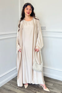 Areza Open Abaya - Cream