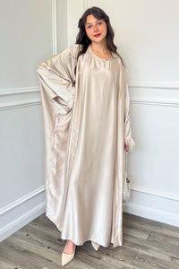 Areza Open Abaya - Cream