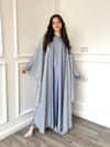 Organza Cape Abaya - Grey/Blue