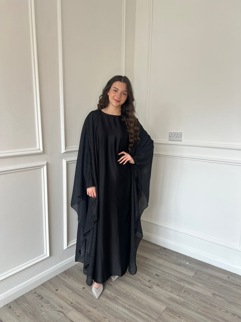 Organza Cape Abaya - Black