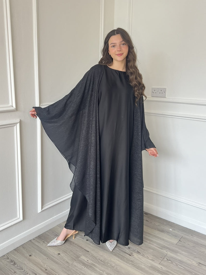 Organza Cape Abaya - Black