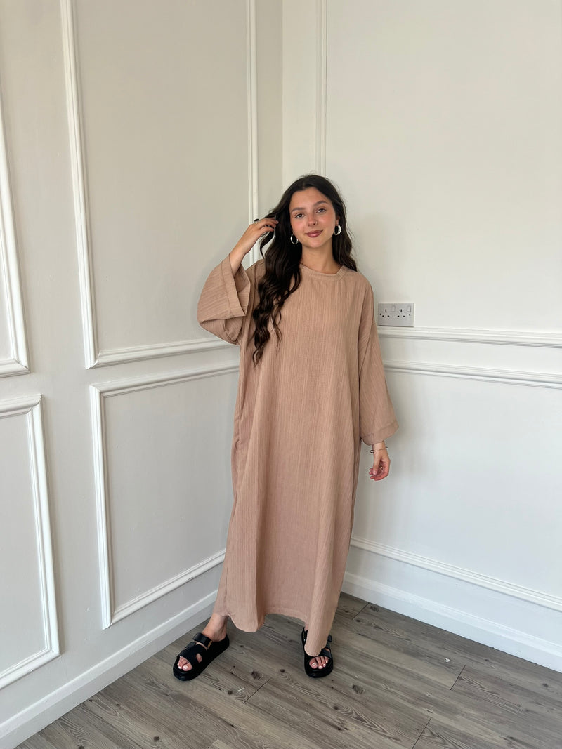 Basic Crinkle Dress - Nude