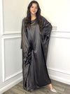 Satin Abaya - Silver Grey