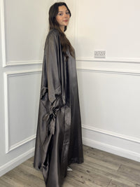 Satin Abaya - Silver Grey